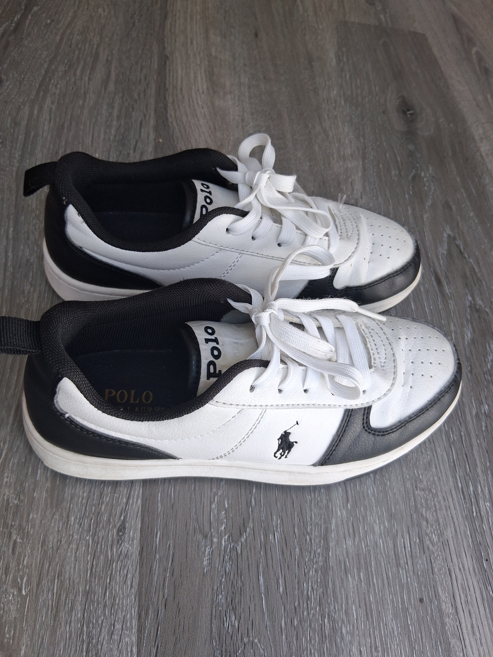 Polo Ralph Lauren Boy's Polo Court II White  Black Low-Top Sneakers Youth Size 3